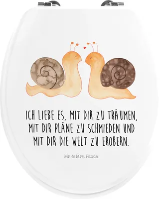 Produktbild von Mr. & Mrs. Panda Klodeckel Schnecken Liebe - Weiß - Geschenk, klo deckel, Pärchen, Zukunft, Verliebt, WC Brille, Sitz, Freundin, Ehe, Klo-Deckel, Träume, Toilettendeckel