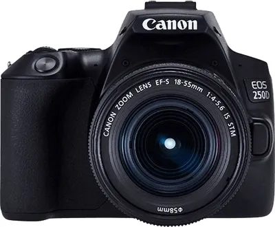 Produktbild von Canon EOS 250D + EF-S 18-55mm f/3.5-5.6 III + SB130, 24,1 MP, 6000 x 4000 Pixel, CMOS, 4K Ultra HD, Touchscreen, Schwarz