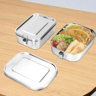 Zdjęcie produktu dla Pojemnik na żywność Vigevee ze stali nierdzewnej, lunchbox z szczelnym zamknięciem i przegródkami, pojemność 1400 ml