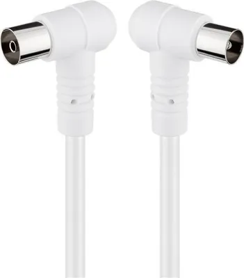 Obrázek produktu pro goobay Úhlový anténní kabel 2 x stíněný koaxiální konektor 90° do koaxiální zásuvky 90° bílý 3,5 m