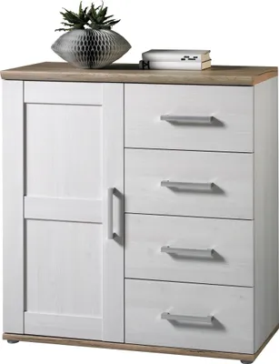 Produktbild von Kommode >Romance< 1 Tür, 4 Schübe, Sibiu Lärche / San Remo Hell - 93x99x45cm (BxHxT)