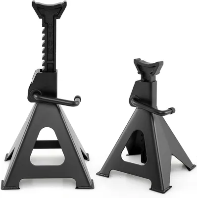 Immagine prodotto di Set di 2 martinetti COSTWAY con capacità di carico di 6 T, sollevatori per auto in metallo per impieghi gravosi, con altezza regolabile da 36 a 58,5 cm e cavalletti autobloccanti