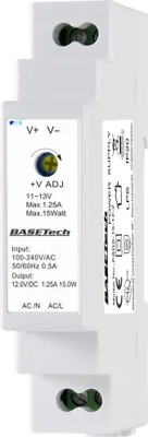 Produktbild von Basetech BT-2250247 Hutschienen-Netzteil (DIN-Rail) 12 V 1.25 A 15 W Anzahl Ausgänge:1 x Inhalt 1 St.