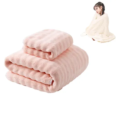 Produktbild von 2-teiliges Baby Badetuch Set, Badetuch 88 × 170 cm und Handtuch 35 × 75 cm, Rosa