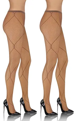 Produktbild von sesto senso 2 Paar Netzstrumpfhose Rautenmuster Feinmaschig y Damen Engmaschi