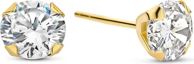 Produktbild von New Bling 9NBG-0420 Gouden Oorknopjes - Dames - Zirkonia - 6 mm Doorsnee - 14 Karaat - Goud