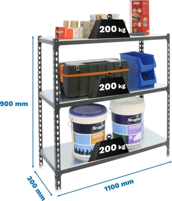Produktbild von SIMONCLICK SUPERPLUS 3/300 900 Metallregal ANTRACITE/BRANCO