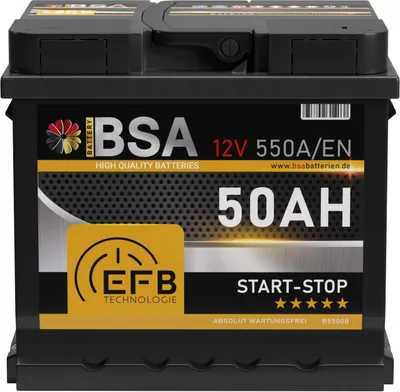 Produktbild von BSA EFB Autobatterie 50Ah 12V Start Stop Batterie Starterbatterie ersetzt 55Ah 45Ah