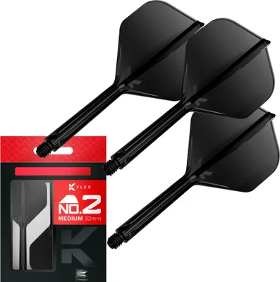 Produktbild von Target Darts K Flex Dartflights und -schäfte, No.2 - Lang (33mm), Schwarz