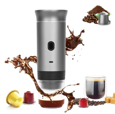 Tragbare Espressomaschine 3-in-1, selbstheizend, für Kapseln & Pulver