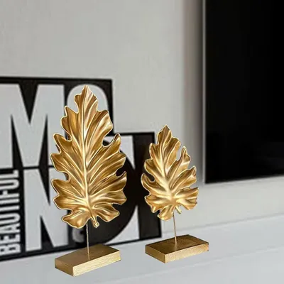 Produktbild von Bergahornblätter 2pcs Gold Modern Sculpture Regal Figur Dekoration