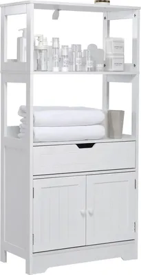 Produktbild von Mondeer Hochschrank Badschrank mit Schublade 60 x 30 x 121cm Badezimmerschrank Badezimmer