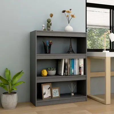 Imagen del producto de Estantería/divisor de ambientes "The Living Store", color gris, 100x30x103 cm, madera maciza de pino