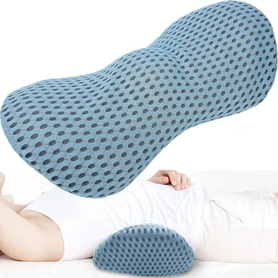 Produktbild von Lendenkissen Orthopädisches Rückenkissen Memory Foam Lordosenkissen für Bürostuhl Autositz Rückenlehne Blau