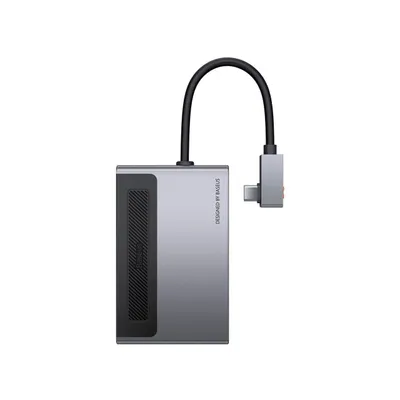 Zdjęcie produktu dla Stacja dokująca Baseus Magic wielofunkcyjna, połączenie z komputerem USB-C, USB 3.0 x 1, 3,5 mm | czytnik kart MicroSD/SD, USB-C x 1 PD 100 W 5 V/9 V/4,5 V/20 V 5 A (maks.), HDMI x 1/4K/60 Hz, szary "CAHUB-DA0G"