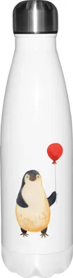 Produktbild von Mr. & Mrs. Panda Thermosflasche Pinguin Luftballon - Weiß - Geschenk, Kirmes, thermobehälter, Jahrmarkt, trinkflaschen, Geschenkidee, Trinkflasche, Neustart, Liebe