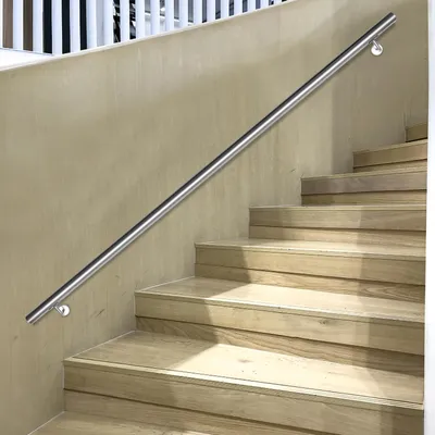 Productafbeelding van Vigevee RVS leuning, 200 cm, Ø42 mm, roestvrij staal 304, trapleuning voor wandmontage, geborsteld, geschikt voor trappen, balkons, terrassen, binnen- en buitenruimtes