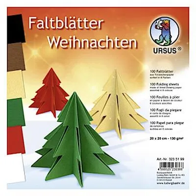 Produktbild von Faltblätter Weihnachten 130g/qm 20x20cm VE=100 Blatt 6 Farben