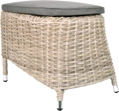Produktbild von Fußhocker - 50x53x42 cm - Taupefarbenes Korbgeflecht - Olefinkissen