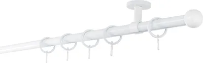 Produktbild von Gardinenstange auf Maß 20mm Ball 1-lauf Deckenträger 4cm Größe: 270cm, Farbvariante: Weiß