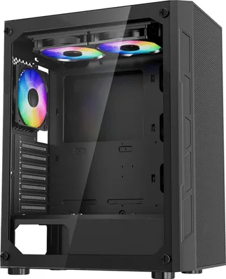 Produktbild von PC-Gaming-Gehäuse - Midi-Tower - Gehärtetes Glasseitenteil - Hoher Luftstrom, Staubfilter - Vorinstallierte 3×120 mm ARGB-Lüfter - Kabelmanagement - ATX/M-ATX/ITX - GPUs bis 320 mm