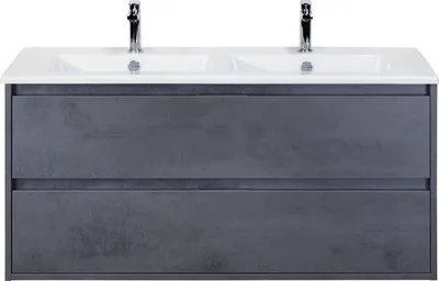 Produktbild von Doppelwaschbecken mit Unterschrank Sanox PORTO BxHxT 121x57x51 cm Frontfarbe beton anthrazit 84719241