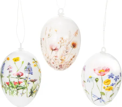 Produktbild von Elegante Ostereier mit Blumenmotiven für stilvolle Frühlingsdekoration, 6 Stück