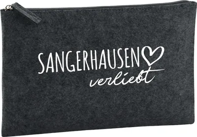 Produktbild von Huuraa Kulturbeutel Sangerhausen verliebt 1 Liter Charcoal Filz Kosmetiktasche Geschenkidee