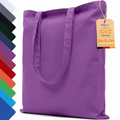 Produktbild von EllaTex Baumwolltasche 28x32 cm – Stoffbeutel aus 100% Baumwolle mit kurzen Henkeln, in Farbe: Orchidee