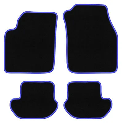 Produktbild von Velours-Fußmatten für Ford Ka MK1 1998-2006 (Schrägheck) – 4-tlg, Schwarz/Blau, passgenau – Wielganizator CARLUX