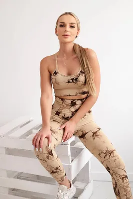Produktbild von Fitness-Set Top und Push-up-Leggings Kamel S/M