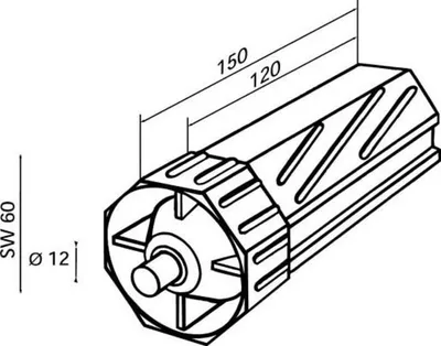 Obrázok produktu pre Plastové puzdro na roletu 60 dĺžka vložky 120 mm - Príslušenstvo pre motory dverí / roliet 4030
