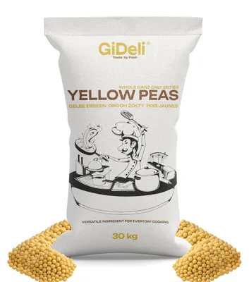 Image de Pois jaunes, 30 kg, entiers, non décortiqués, végétaliens, source de protéines naturelles, légumineuses, GiDeli