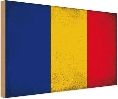 Produktbild von vianmo Holzschild 12x18 cm Rumänien Romania Vintage Flagge Fahne Wappen