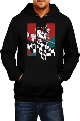 Immagine prodotto di Felpa con cappuccio da uomo Demon Anime Slayer Tanjiro Kamado 011, Man L , Noir