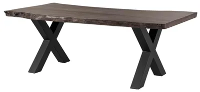 Immagine prodotto di MASSIVMOEBEL24 | Tavolo da pranzo in legno acacia - laccato grigio / ferro X - antracite mat 220x100x77 FREEFORM 5