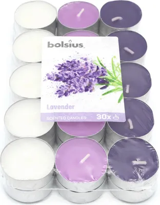 Produktbild von Duft-Teelichter, mehrfarbig, Französischer Lavendel, BOLSIUS, Ø38 mm, Brenndauer ca. 4h, 30 Stück pro Verpackung