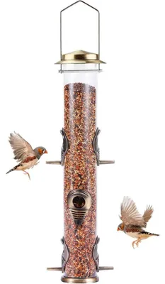 Produktbild von Vogelfutterspender Metallrohr zum Aufhängen für Wildvögel 6 Anschlüsse Bronze