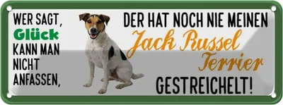 Produktbild von vianmo Blechschild 10x27 cm Jack Russel Terrier Hund gestreichelt Tier Haustier