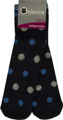 Image de Une paire de chaussettes courtes pour femmes CIOCCA, antidérapantes, pour la maison et la salle de sport, avec fil métallisé, référence 311-2A, pointures 36 à 41, 89 % coton, 1 % polyester, 9 % polyamide, 1 % Élasthanne