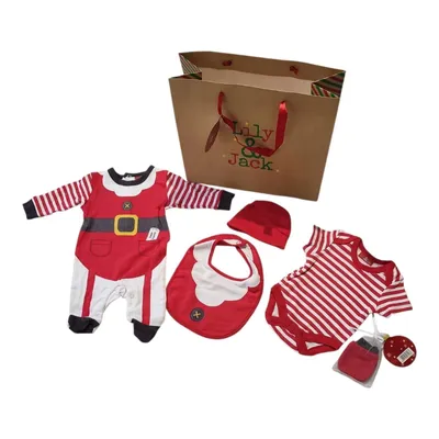 Produktbild von Baby Weihnachtskostüm Set 5-tlg Weihnachtsmann Nikolaus Outfit 0-3 Monate Weihnachten Bekleidung