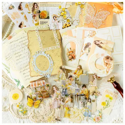 Produktbild von Scrapbook Sticker Set - Dekorative Aufkleber und Papier für Junk Journal Gestaltung - Mehrfarbig