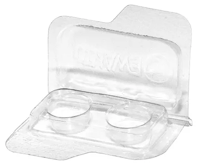 Produktbild von Batteriebox für 2 Hörgerätebatterien (10, 13, 312, 675), transparente Box für zwei Knopfzellen bis 12 mm x 6 mm (Ø x H)