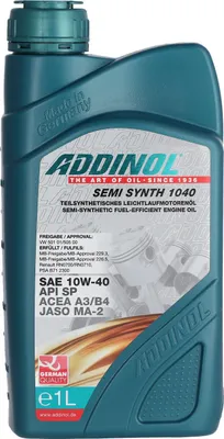 Produktbild von ADDINOL SAE 10W-40, Semi Synth 1040, kraftstoffsparendes, teilsynthetisches Leichtlaufmotorenöl - 1 Liter