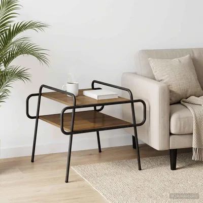 Obrázok produktu pre Maison Exclusive – Konferenčný stolík z masívneho dubového dreva, rozmer 50 x 50 x 51 cm. Materiál: drevovláknité dosky