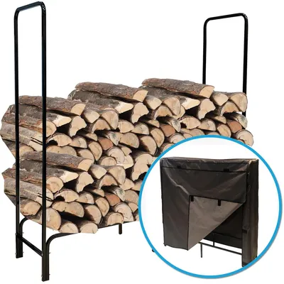 Produktbild von NYVI Kaminholzregal NYVILiving Ignio 238 x 34 x 103 cm aus Metall mit Wasserdichter Abdeckung – Wetterfest, Rostfrei, Hochbelastbar bis 300kg 0,83m³ - Brennholzregal Feuerholzregal für Innen & Außen