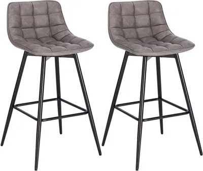 Produktbild von WOLTU 2er-Set Barhocker Designer Barstuhl Hocker Tresenhocker Bistrohocker mit Fußstütze Kunstleder Metall Dunkelgrau
