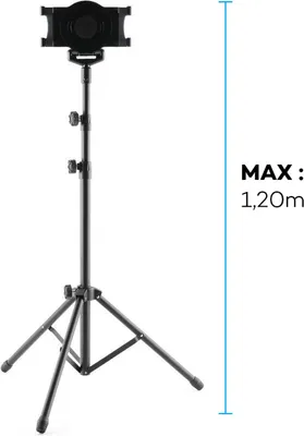 Image de trépied pivotant à 360° pour tablettes de 7 à 10'' avec pieds réglables, hauteur 1,20M