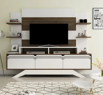 Image de Skye Decor, Delpi, meubles TV, noyer, 180 x 148,6 x 29,5 cm