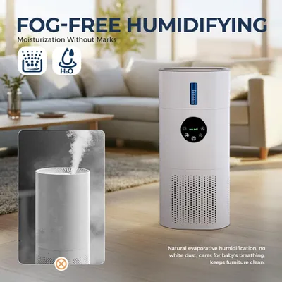 Immagine prodotto di Purificatore d'aria con umidificatore - 2 in 1 - Filtro HEPA H13 - Adatto per ambienti da 35 a 60 m² - Bianco - Silenzioso